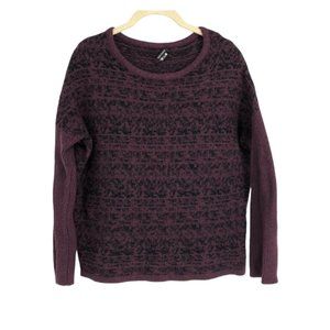 Kerisma Maroon burgundy marled knit drop shoulder round neck boxy sweater S/M